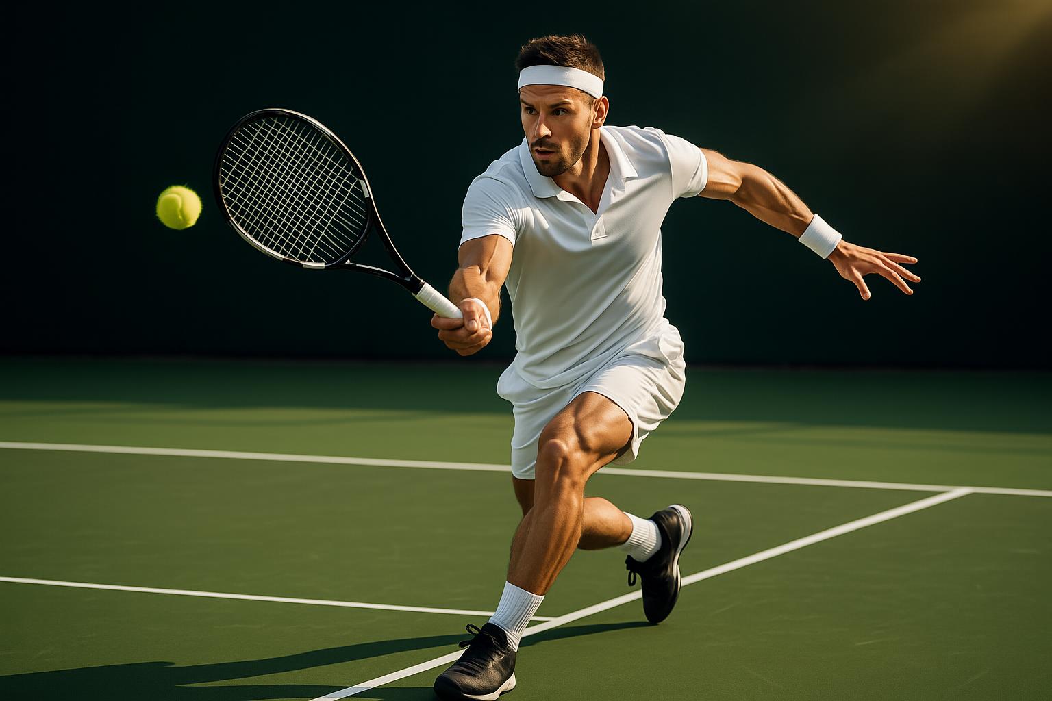 Professional tennis player in action